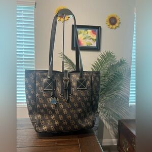 Dooney & Bourke Black and Brown Monogram Tote